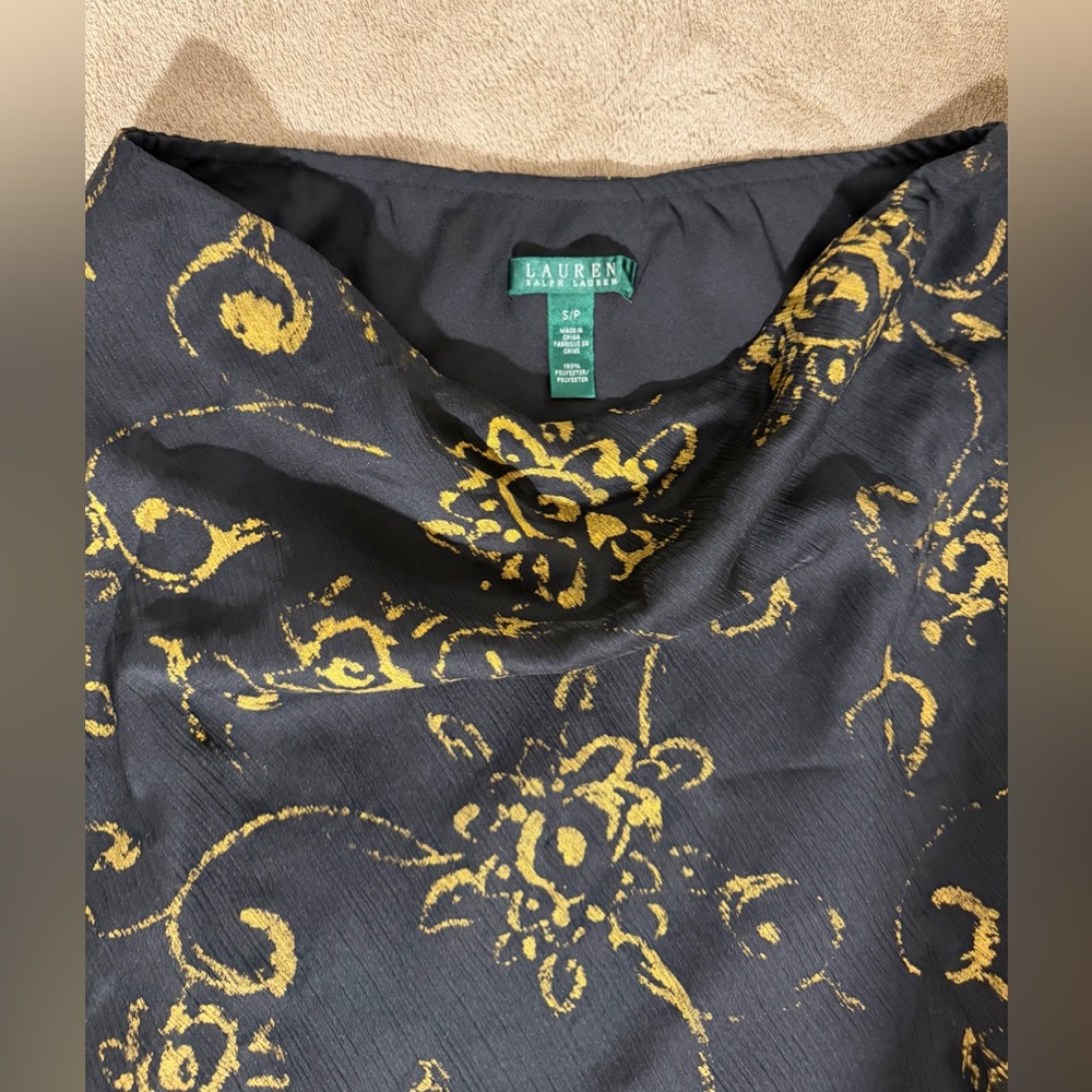 Lauren Ralph Lauren Black Skirt with Gold Scroll Print